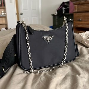 Nylon Prada over shoulder purse with extra strap